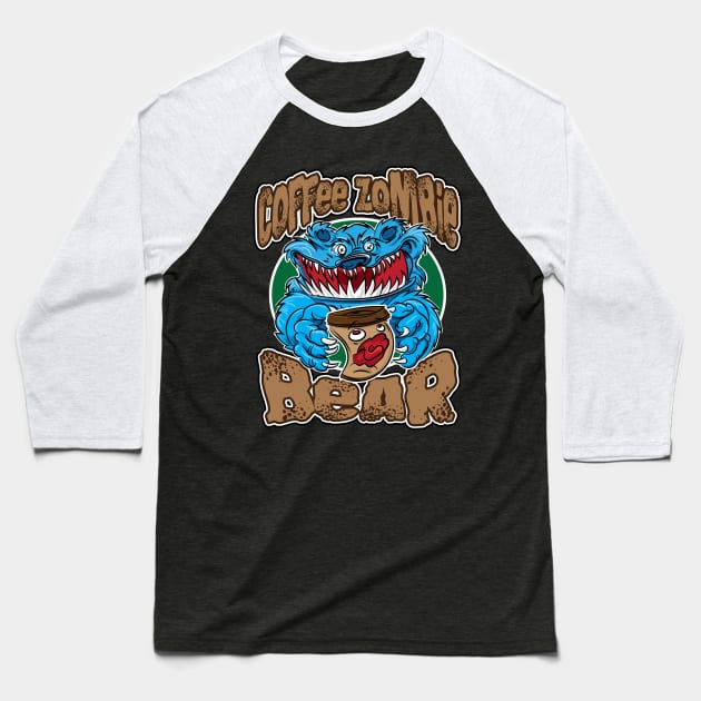 Coffee Zombie Bear Baseball T-Shirt by eShirtLabs